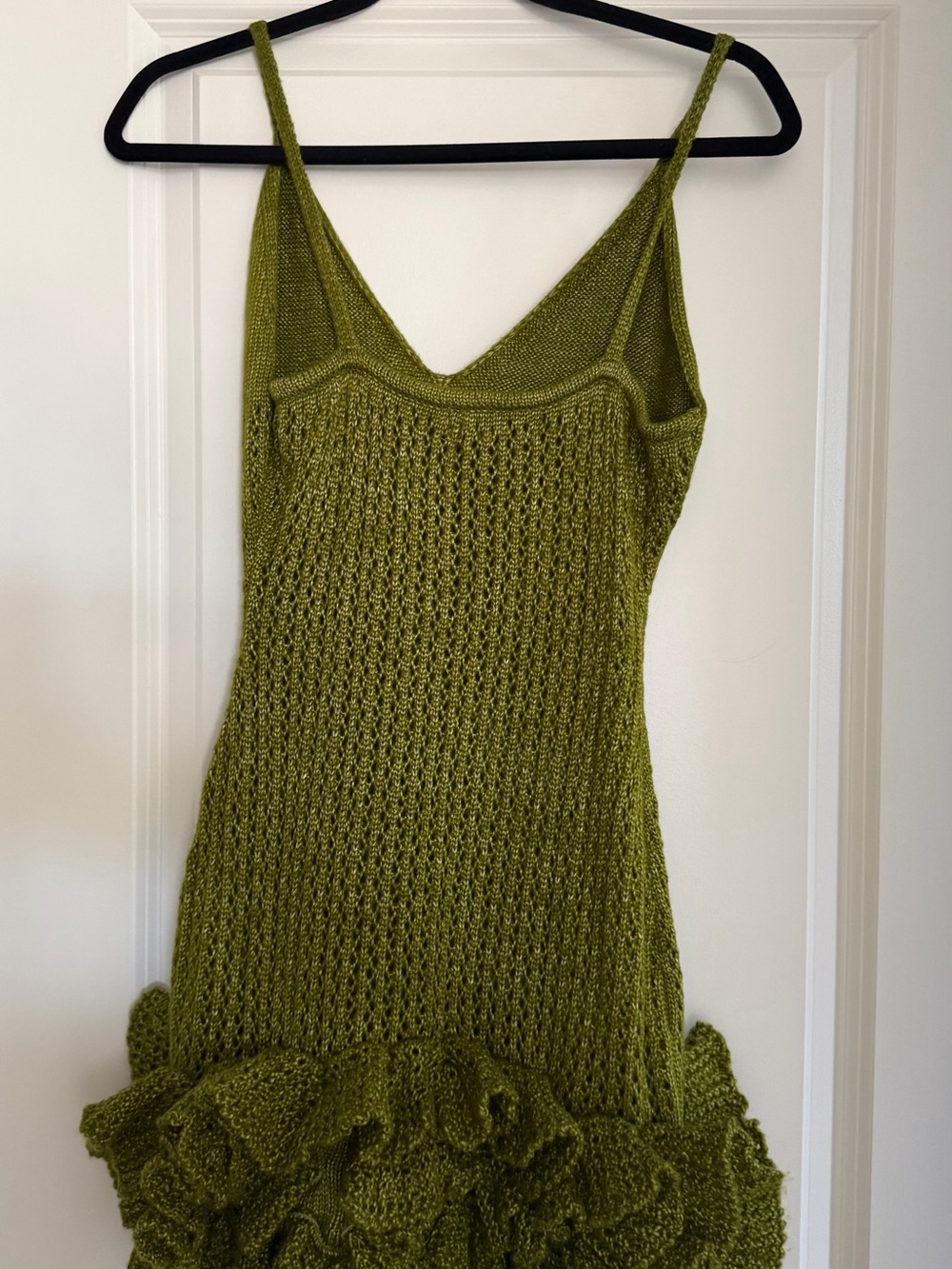 Hanifa Olive Green Ruffled Knit Mini Dress - Picture 3 of 4